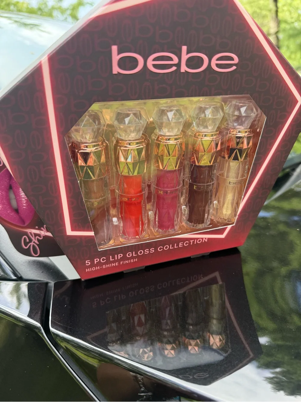 bebe 5-Piece Lip Gloss Set — Red, Pink, Burgundy, Mauve & Nude